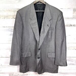 Tom James Black VTG Holland & Sherry Savile Row Houndstooth Wool Suit Jacket 46L